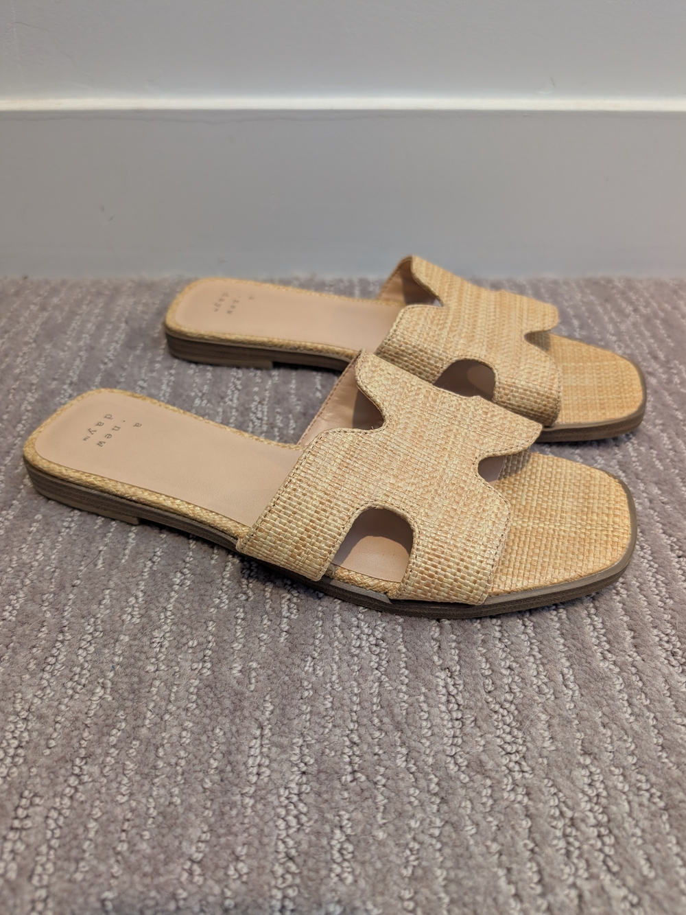 Women's A New Day Woven Slide Sandals - Neutral Beige
